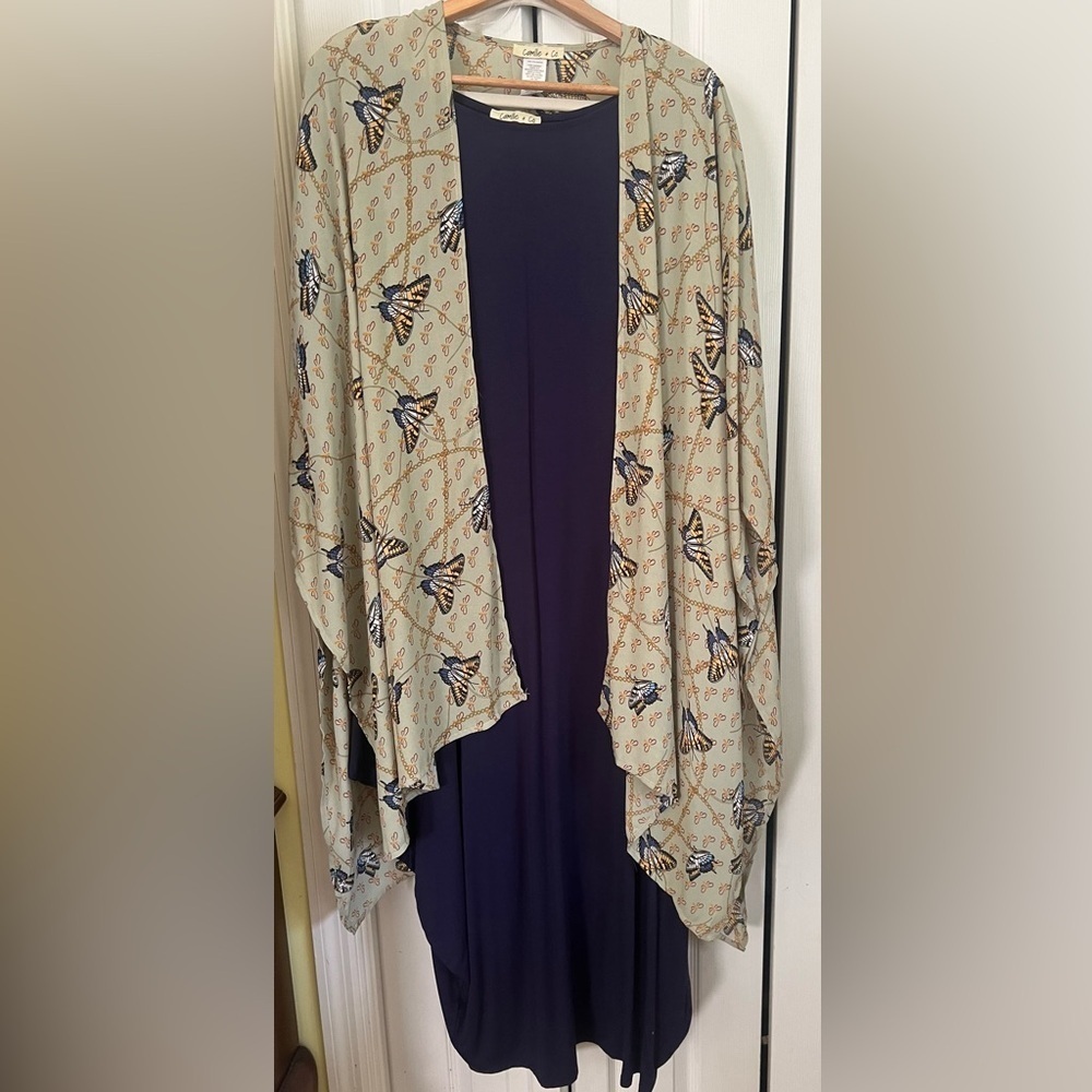 Navy Dress with Kimono size Large